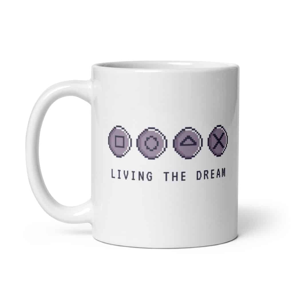 Retro gaming mug "Living the dream"