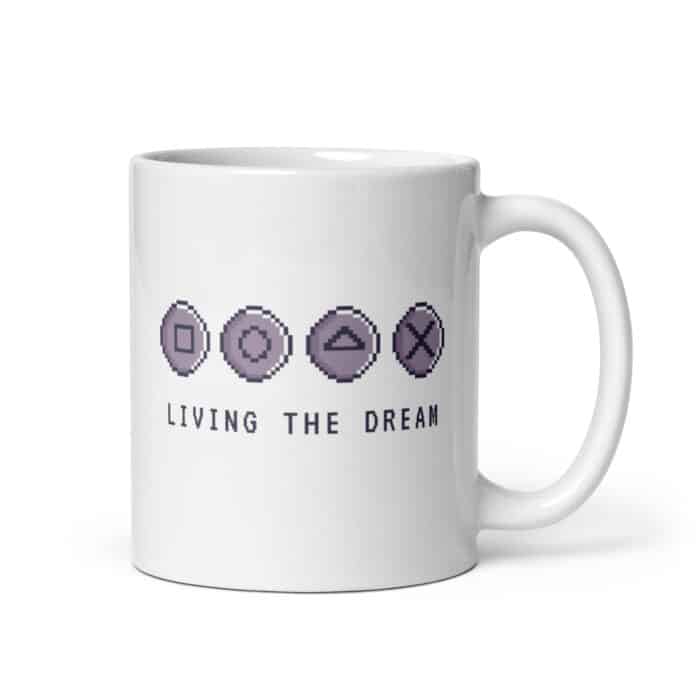 Retro gaming mug "Living the dream"