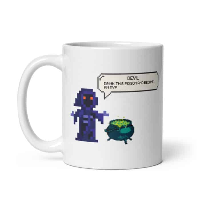 Awesome retro styled gaming mug "DRINK THIS POISON AND BECOME AN MVP"