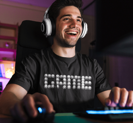 Streamer Wearing Customizable Gaming T-shirt