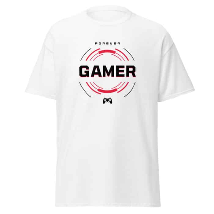 Cool Style Gaming T-shirt in White "FOREVER GAMER"