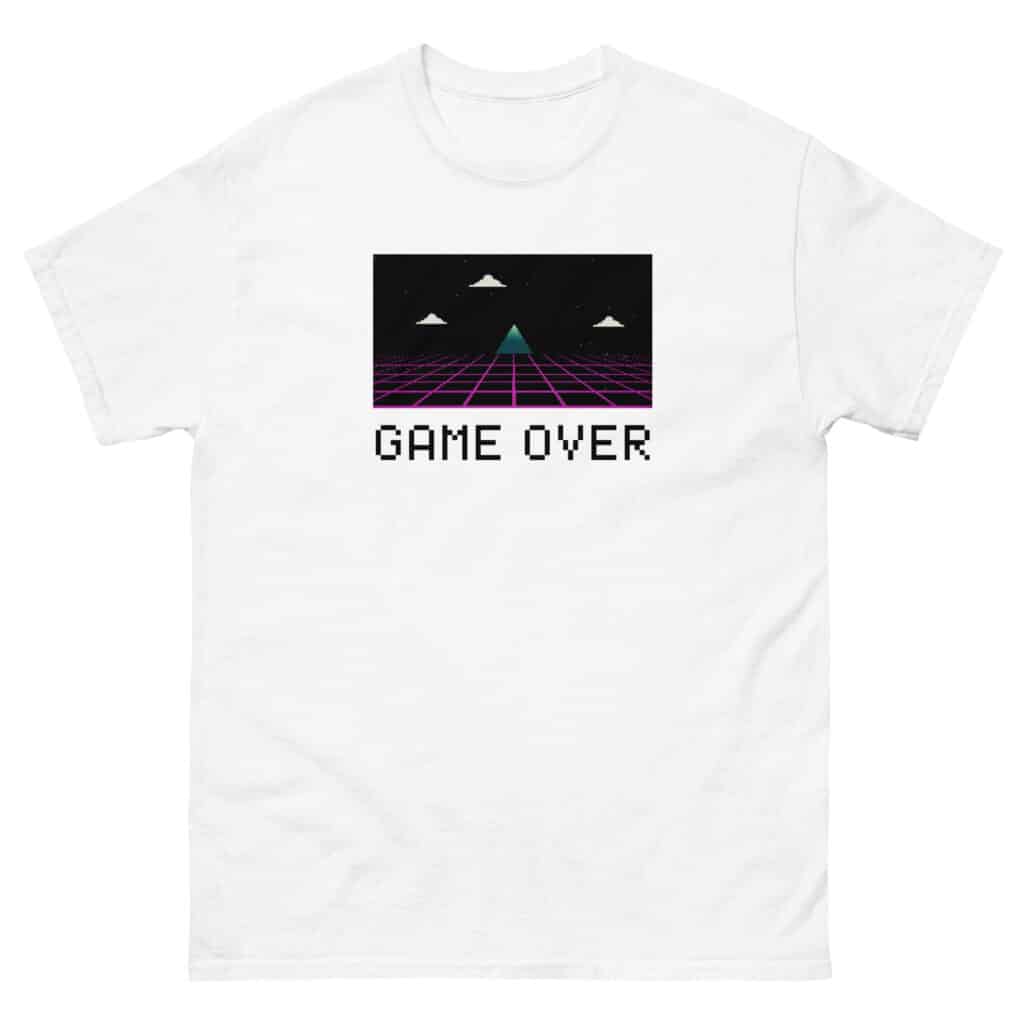 Cool Retro Style Gaming T-shirt in White "GAME OVER"