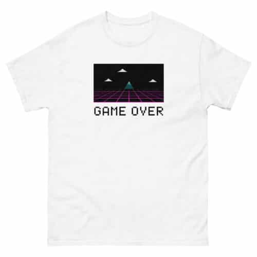 Cool Retro Style Gaming T-shirt in White "GAME OVER"