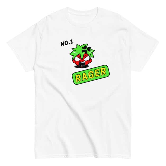 Funny Gaming T-shirt in white "No. 1 Rager"