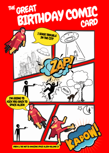 Comic Book Style Birthday Card "The Great Birthday Comic Card"