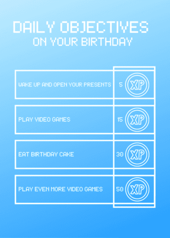 Fun Gaming Birthday Card "Daily Objectives on your birthday"