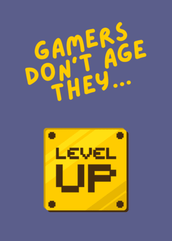 Funny Gaming Style Birthday Card "Gamers Don't Age, they level UP"