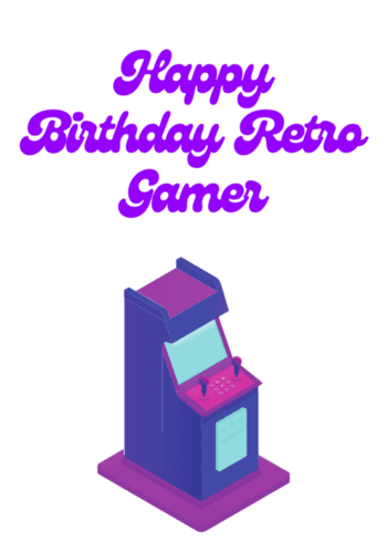 Gaming Retro Birthday Card design "Happy Birthday Retro Gamer"