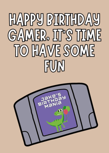 FUN gaming Birthday Card "Happy Birthday Gamer, It's time to have some fun"