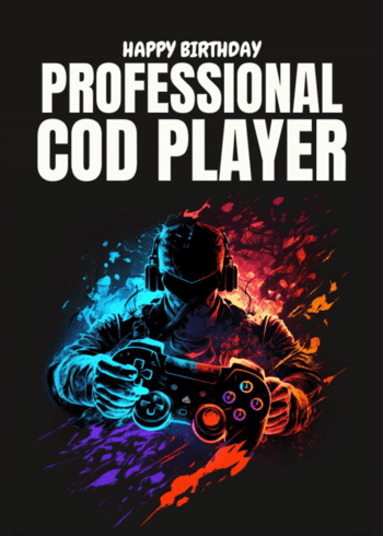 Call of Duty Themed Gaming Birthday Card "Happy Birthday Professional COD Player"