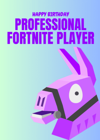 Fortnite Themed Gaming Birthday Card "Happy Birthday Professional Fortnite Player"