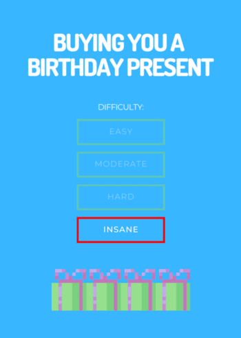 Funny Retro Gaming Birthday Card "Buying you a Birthday Present difficulty"