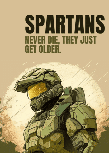 Halo themed Gaming Birthday Card "Spartans never die, they just get older"